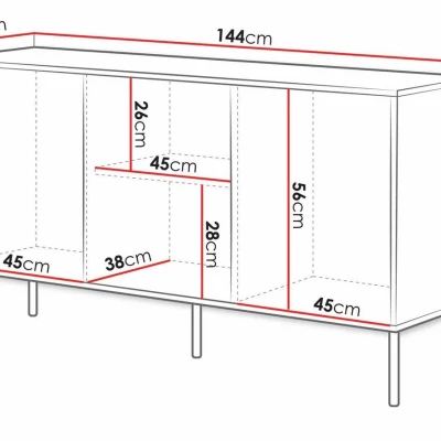 Široká komoda s dvířky CLANTON - dub wotan / černá