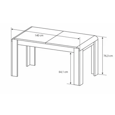 Jídelní rozkládací stůl 145(185)x80 LUVERNE - dub sonoma