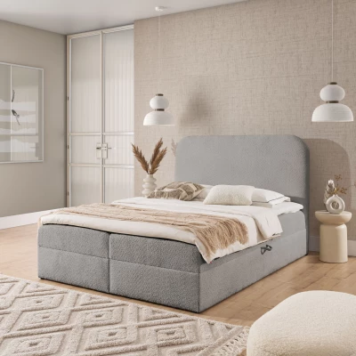 Manželská kontinentální postel 200x200 GADALUPA - světle šedá + topper