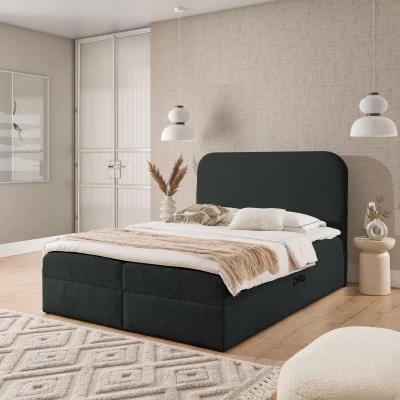 Manželská kontinentální postel 200x200 GADALUPA - černá + topper