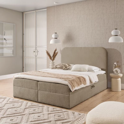 Manželská kontinentální postel 200x200 GADALUPA - šedá + topper