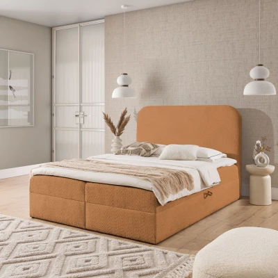 Manželská kontinentální postel 200x200 GADALUPA - hnědá + topper