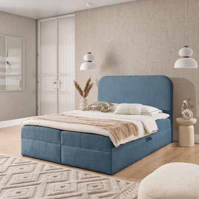 Manželská kontinentální postel 200x200 GADALUPA - modrá + topper
