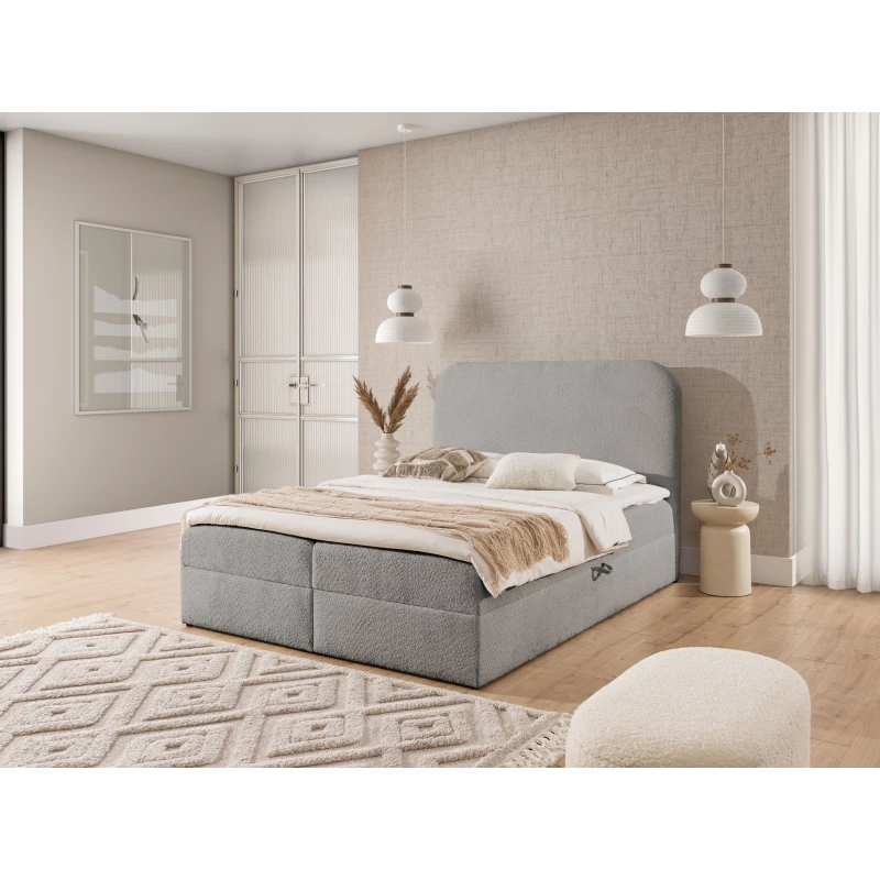 Manželská kontinentální postel 180x200 GADALUPA - světle šedá + topper