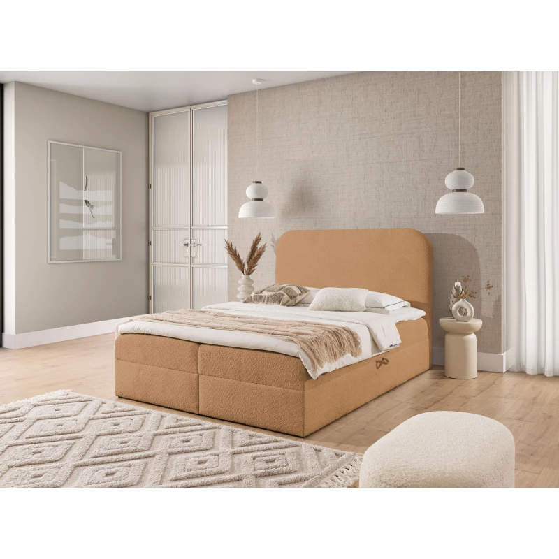 Manželská kontinentální postel 180x200 GADALUPA - světle hnědá + topper
