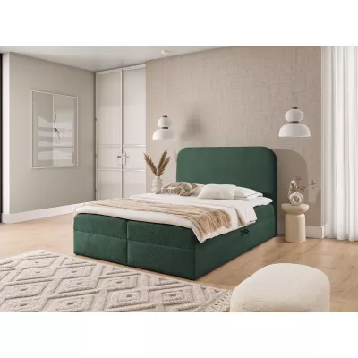 Manželská kontinentální postel 180x200 GADALUPA - láhvově zelená + topper