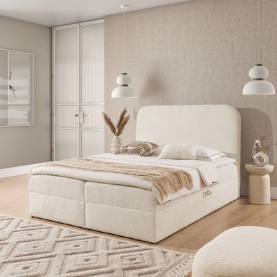 Manželská kontinentální postel 180x200 GADALUPA - smetanová + topper