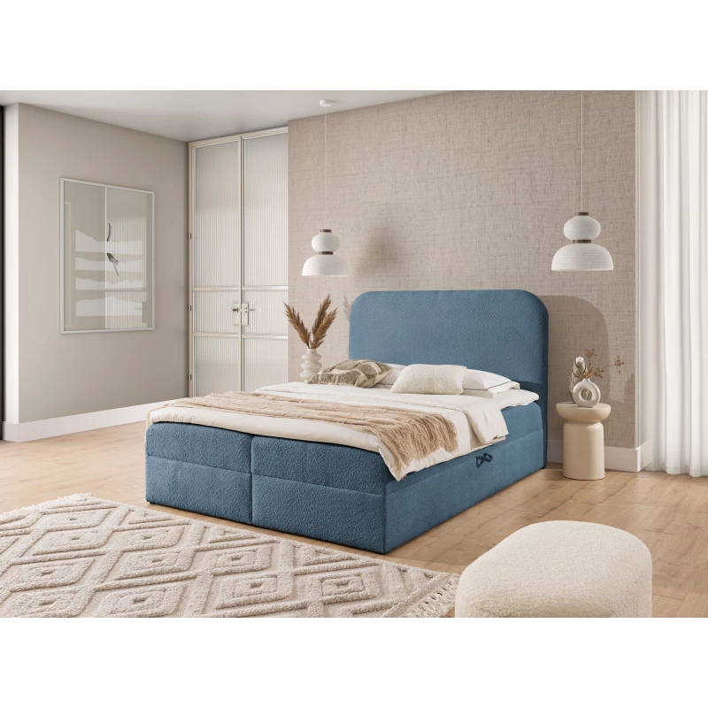 Manželská kontinentální postel 180x200 GADALUPA - modrá + topper