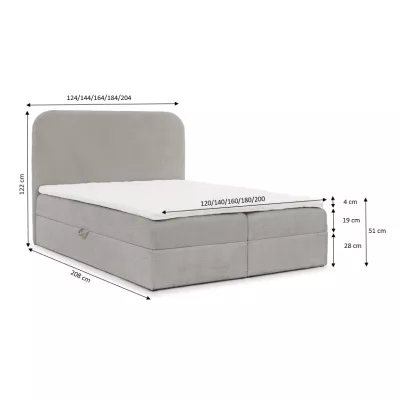 Manželská kontinentální postel 180x200 GADALUPA - modrá + topper