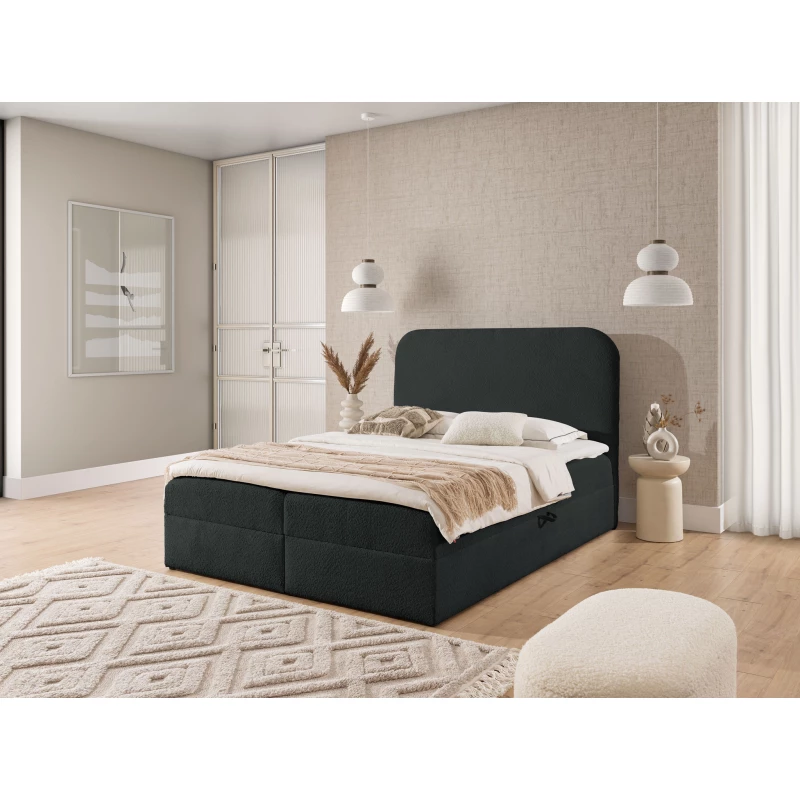 Manželská kontinentální postel 160x200 GADALUPA - černá + topper