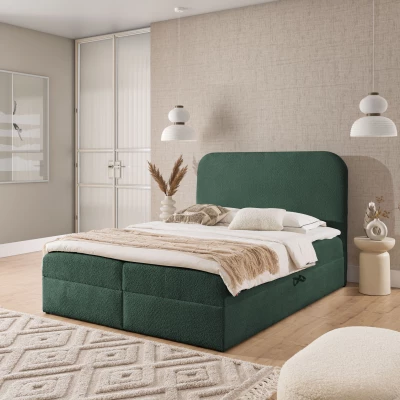 Manželská kontinentální postel 160x200 GADALUPA - láhvově zelená + topper