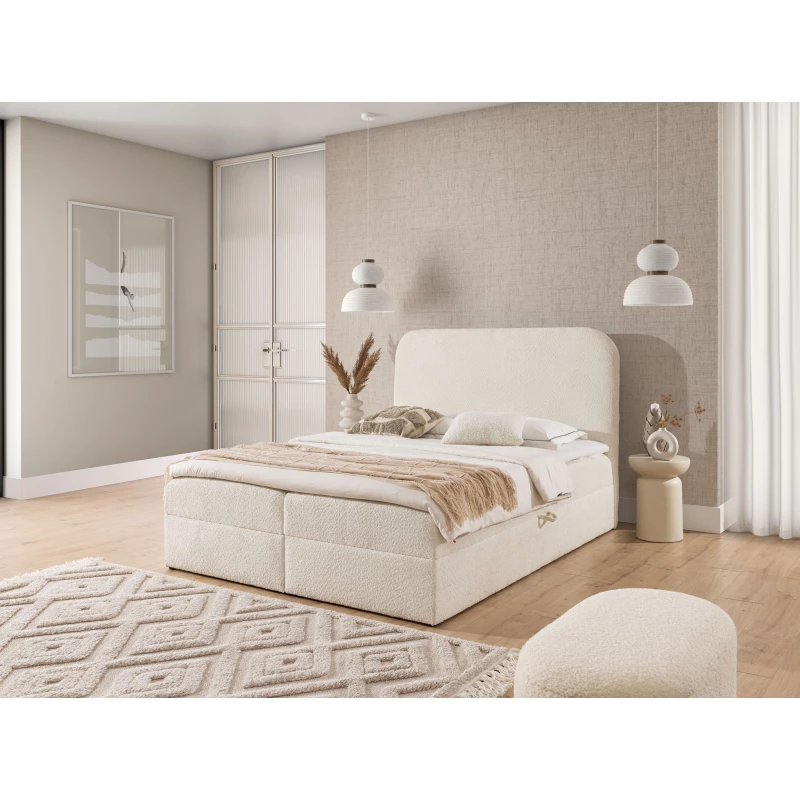 Jednolůžková kontinentální postel 120x200 GADALUPA - smetanová + topper