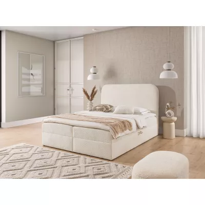 Jednolůžková kontinentální postel 120x200 GADALUPA - smetanová + topper