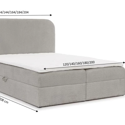 Jednolůžková kontinentální postel 120x200 GADALUPA - smetanová + topper