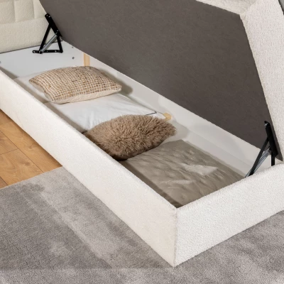 Jednolůžková boxspringová postel 120x200 SALOMA - hnědá + topper