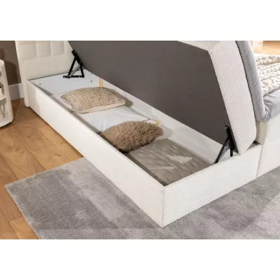 Jednolůžková boxspringová postel 120x200 SALOMA - hnědá + topper