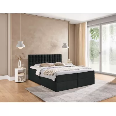 Manželská boxspringová postel 140x200 SALOMA - černá + topper