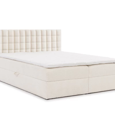 Manželská boxspringová postel 140x200 SALOMA - smetanová + topper