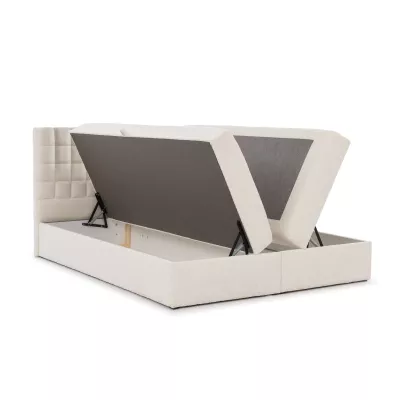 Manželská boxspringová postel 140x200 SALOMA - smetanová + topper