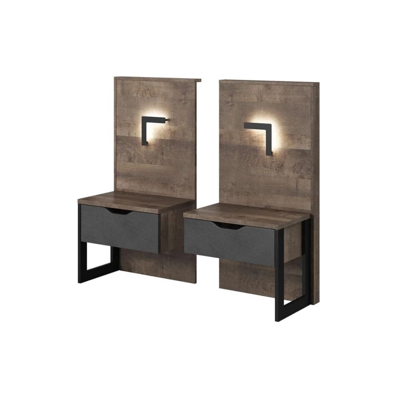 Set 2x noční stolek GORDO - dub sand grande / matera + LED osvětlení ZDARMA