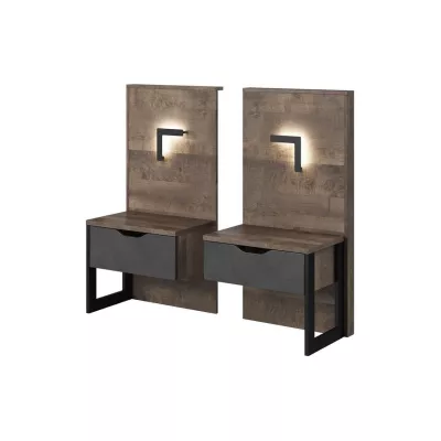 Set 2x noční stolek GORDO - dub sand grande / matera + LED osvětlení ZDARMA