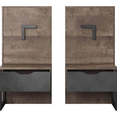 Set 2x noční stolek GORDO - dub sand grande / matera + LED osvětlení ZDARMA