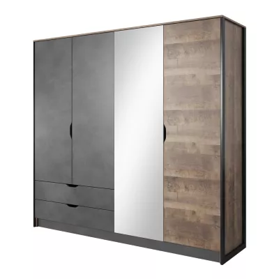 Šatní skříň se zrcadlem 220 cm GORDO - dub sand grande / matera