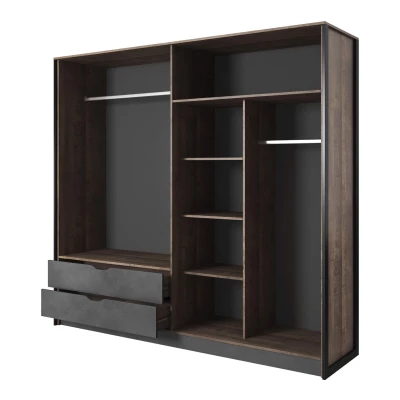 Šatní skříň se zrcadlem 220 cm GORDO - dub sand grande / matera