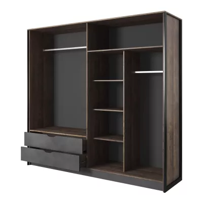 Šatní skříň se zrcadlem 220 cm GORDO - dub sand grande / matera