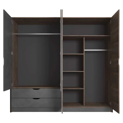 Šatní skříň se zrcadlem 220 cm GORDO - dub sand grande / matera