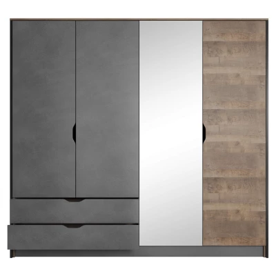 Šatní skříň se zrcadlem 220 cm GORDO - dub sand grande / matera