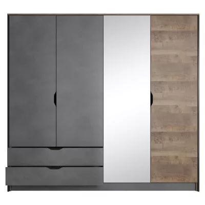 Šatní skříň se zrcadlem 220 cm GORDO - dub sand grande / matera