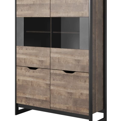 Široká vitrína GORDO - dub sand grande / matera