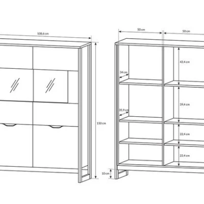 Široká vitrína GORDO - dub sand grande / matera