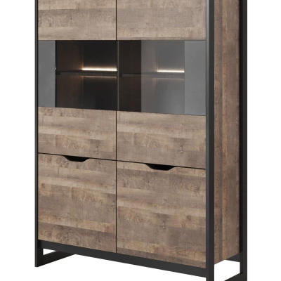 Široká vitrína GORDO - dub sand grande / matera