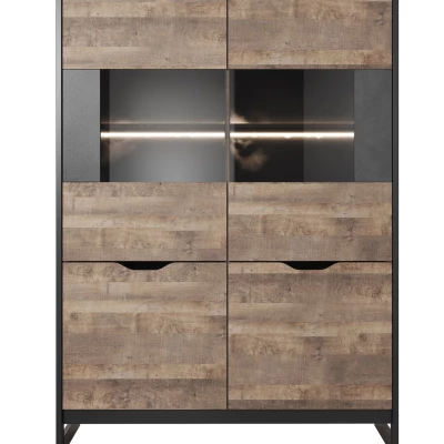 Široká vitrína GORDO - dub sand grande / matera