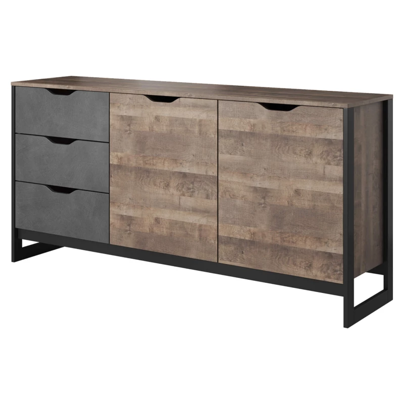 Široká kombinovaná komoda GORDO - dub sand grande / matera