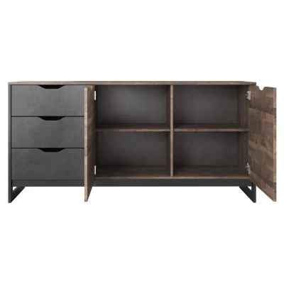 Široká kombinovaná komoda GORDO - dub sand grande / matera