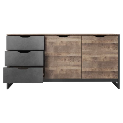 Široká kombinovaná komoda GORDO - dub sand grande / matera