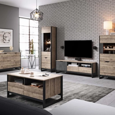 Široká kombinovaná komoda GORDO - dub sand grande / matera