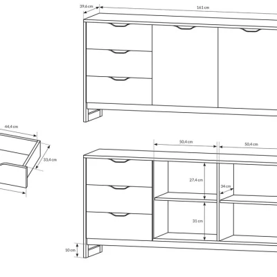 Široká kombinovaná komoda GORDO - dub sand grande / matera
