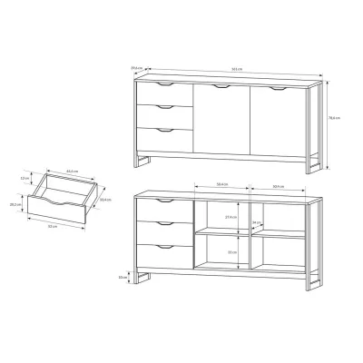 Široká kombinovaná komoda GORDO - dub sand grande / matera