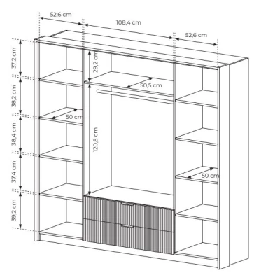 Velká zrcadlová šatní skříň 220 cm BRENT - dub baltic / černá