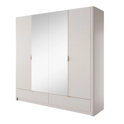 Velká zrcadlová šatní skříň 209 cm MOODY - béžová