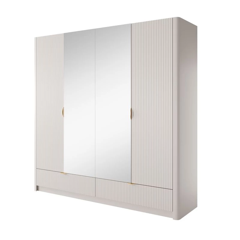 Velká zrcadlová šatní skříň 209 cm MOODY - béžová