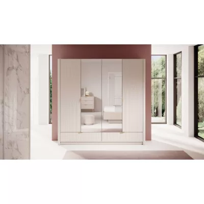 Velká zrcadlová šatní skříň 209 cm MOODY - béžová