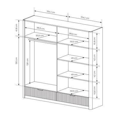 Velká zrcadlová šatní skříň 209 cm MOODY - béžová