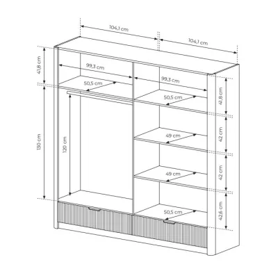 Velká zrcadlová šatní skříň 209 cm MOODY - béžová