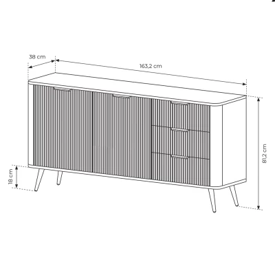 Široká kombinovaná komoda MOODY - béžová