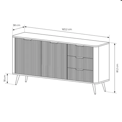 Široká kombinovaná komoda MOODY - béžová
